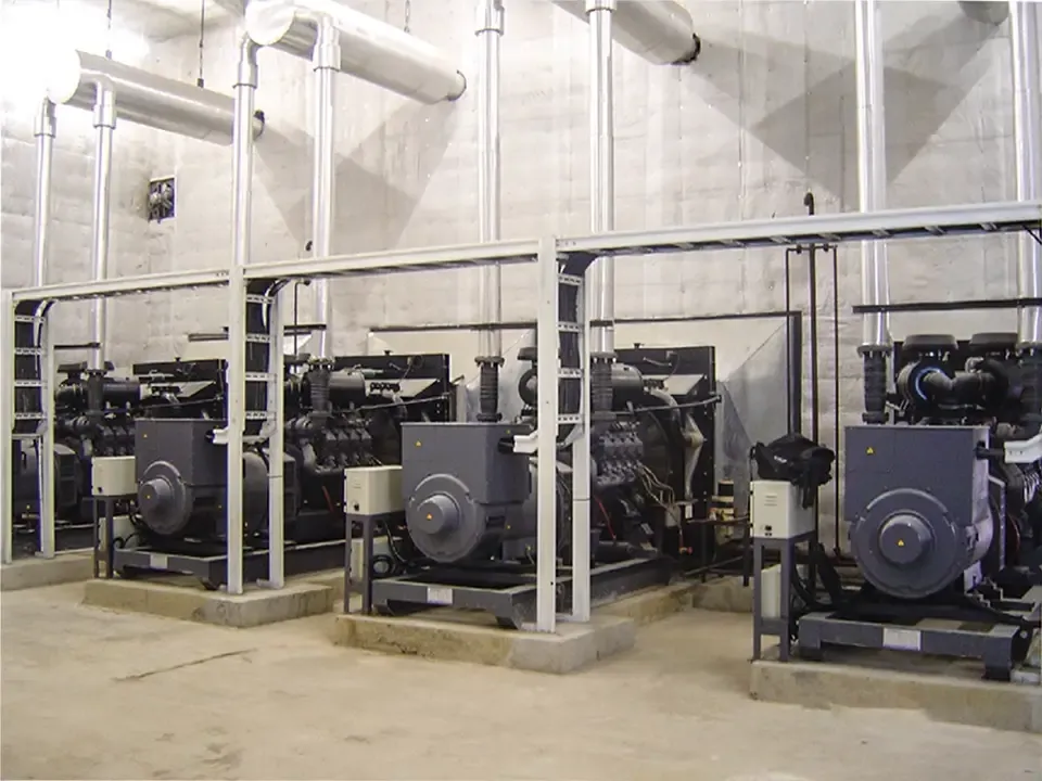 Generator providing backup power for a hospital